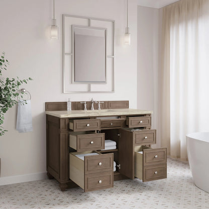 Bristol 48" Single Vanity, Whitewashed Walnut, w/ 3 CM Tajnar Eclos Top w/FreePower Wireless Charger