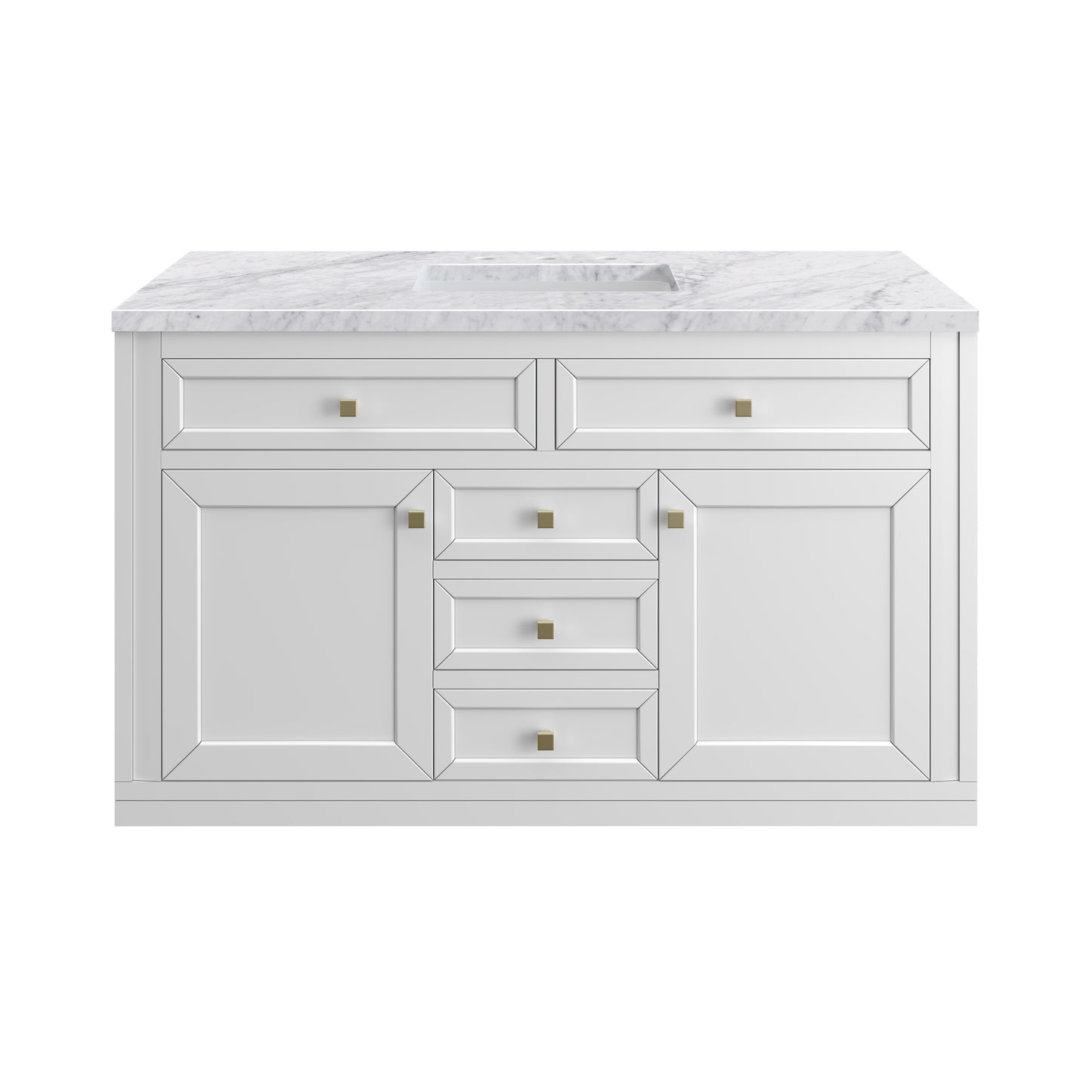 Renovate for Less Atlanta Chicago 48" Single Vanity, Glossy White, w/ 3 CM Carrara Marble Top