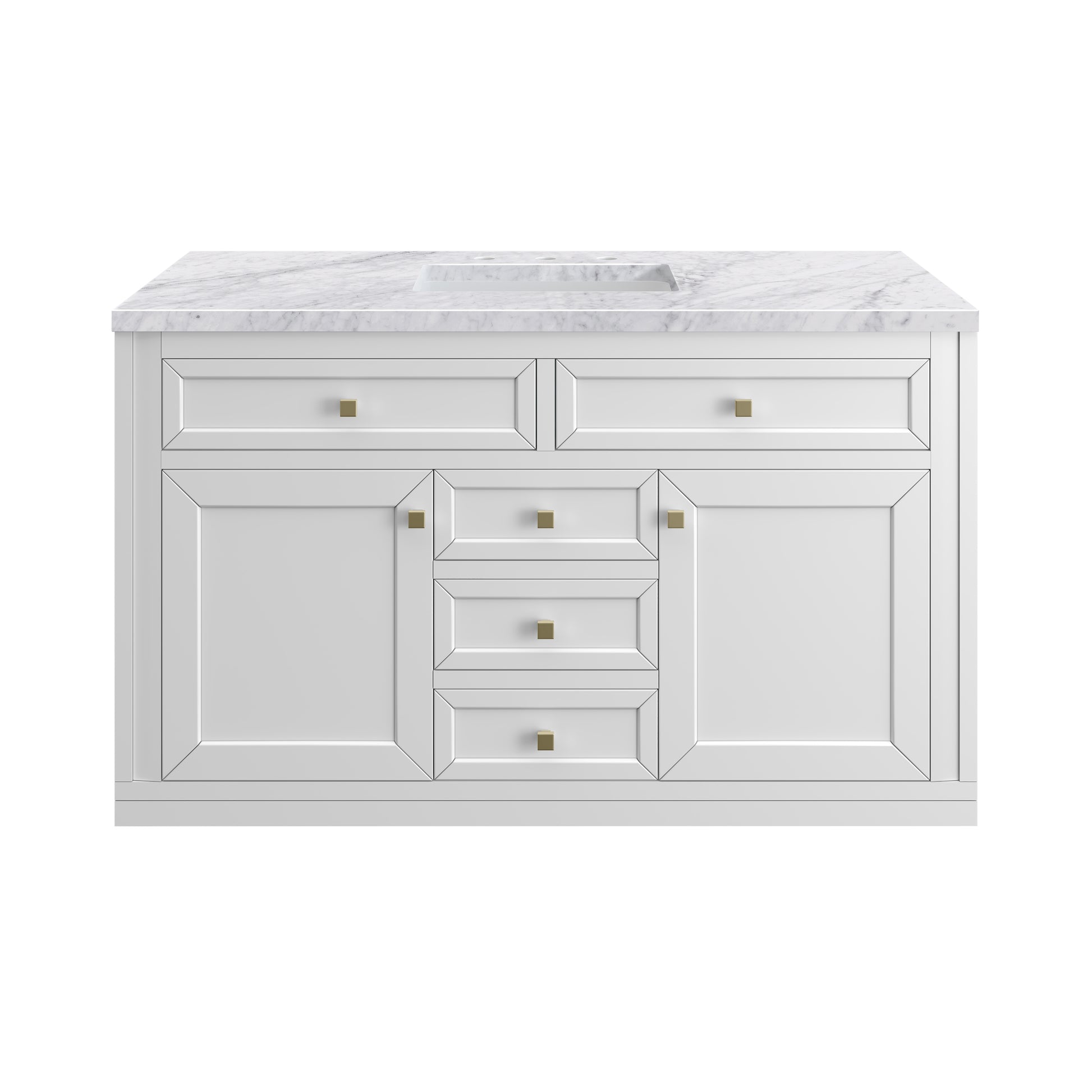 Renovate for Less Atlanta Chicago 48" Single Vanity, Glossy White, w/ 3 CM Carrara Marble Top