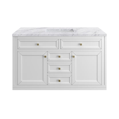 Renovate for Less Atlanta Chicago 48" Single Vanity, Glossy White, w/ 3 CM Carrara Marble Top