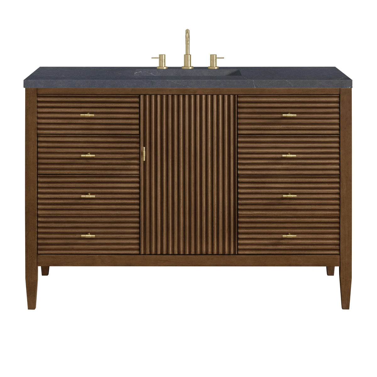 Myrrin 48" Single Vanity, Mid Century Walnut w/ 3 CM Charcoal Soapstone Silestone Top