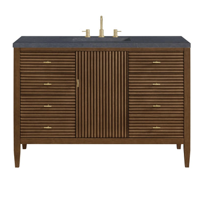 Myrrin 48" Single Vanity, Mid Century Walnut w/ 3 CM Charcoal Soapstone Silestone Top