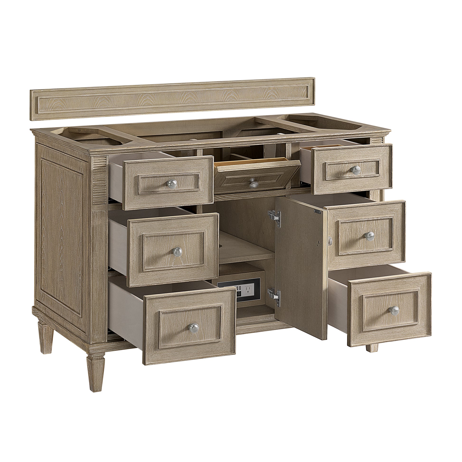 Renovate for Less Atlanta Lorelai 48" Single Vanity, Whitewashed Oak w/ 3 CM Lime Delight Silestone Top