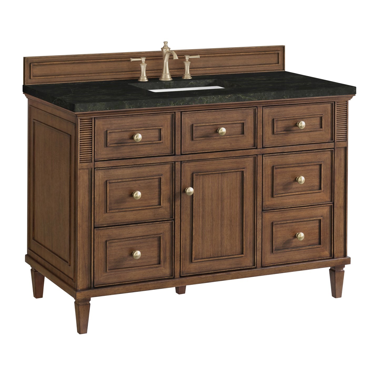 Renovate for Less Atlanta Lorelai 48" Single Vanity, Mid-Century Walnut, w/ 3 CM Phantome Eclos Top