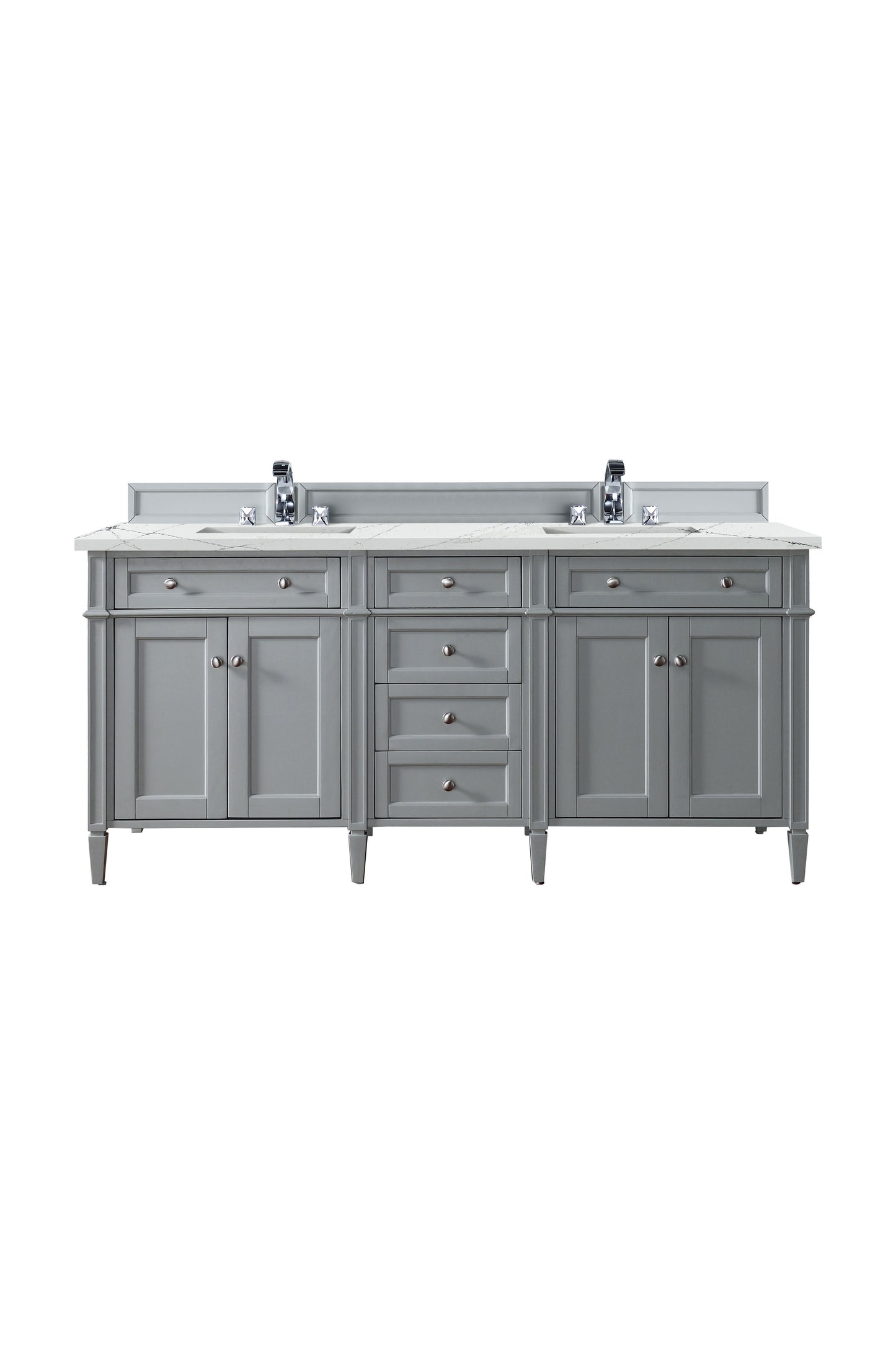 Renovate for Less Atlanta Brittany 72" Double Vanity, Urban Gray w/ 3 CM Ethereal Noctis Silestone Top w/FreePower Wireless Charger