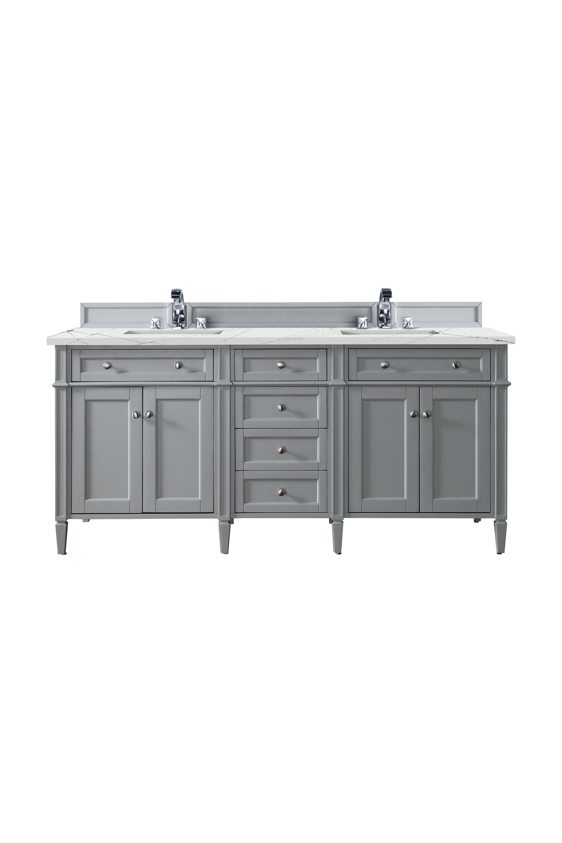 Renovate for Less Atlanta Brittany 72" Double Vanity, Urban Gray w/ 3 CM Ethereal Noctis Silestone Top w/FreePower Wireless Charger