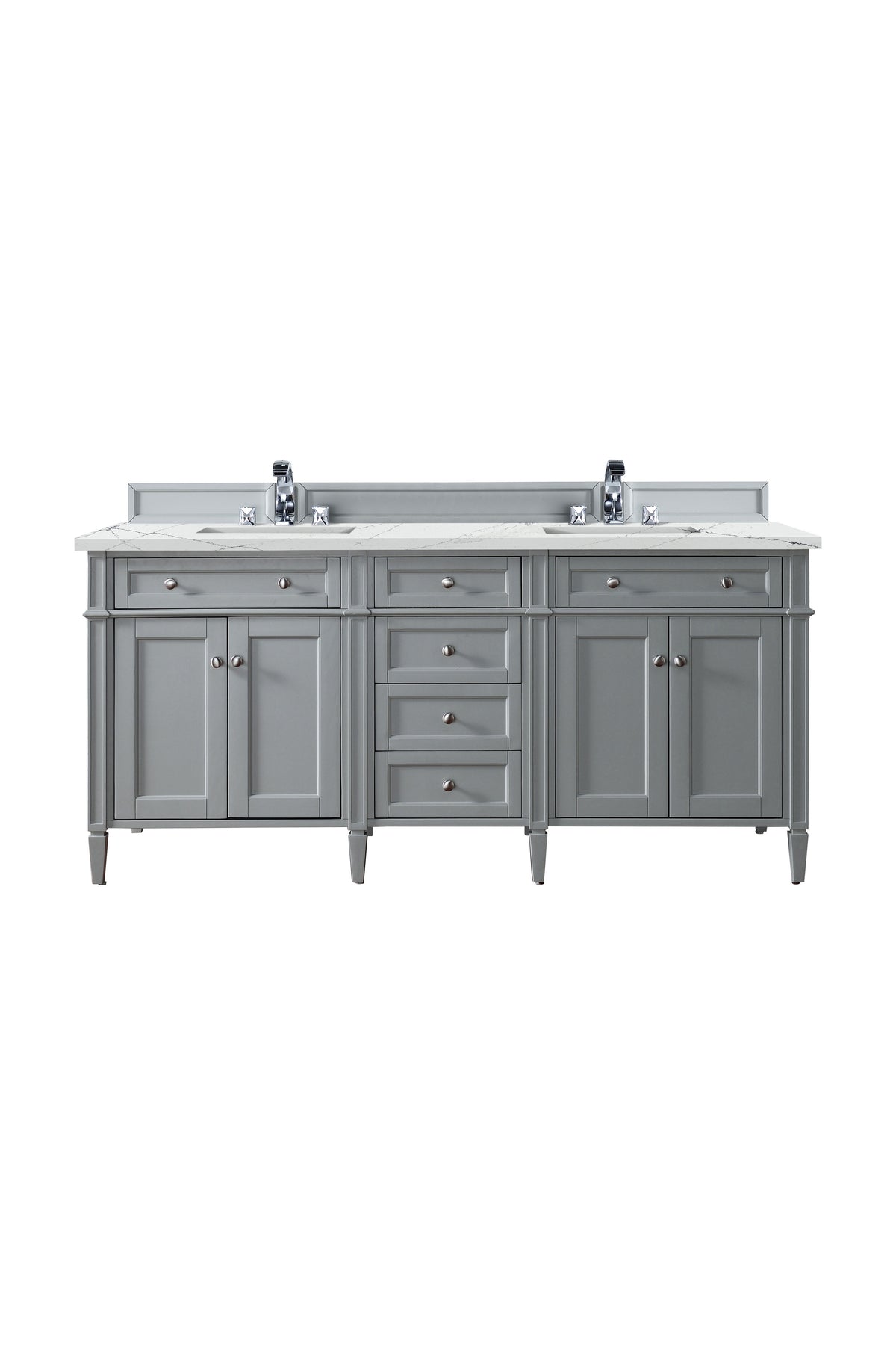 Renovate for Less Atlanta Brittany 72" Double Vanity, Urban Gray w/ 3 CM Ethereal Noctis Silestone Top w/FreePower Wireless Charger