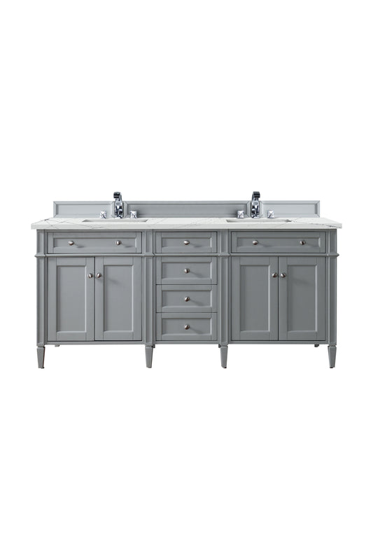 Renovate for Less Atlanta Brittany 72" Double Vanity, Urban Gray w/ 3 CM Ethereal Noctis Silestone Top w/FreePower Wireless Charger