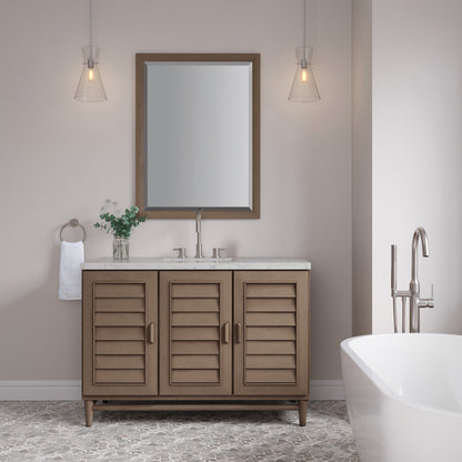 Renovate for Less Atlanta Portland 48" Single Vanity Whitewashed Walnut w/ 3 CM Eternal Jasmine Pearl Silestone Top w/FreePower Wireless Charger