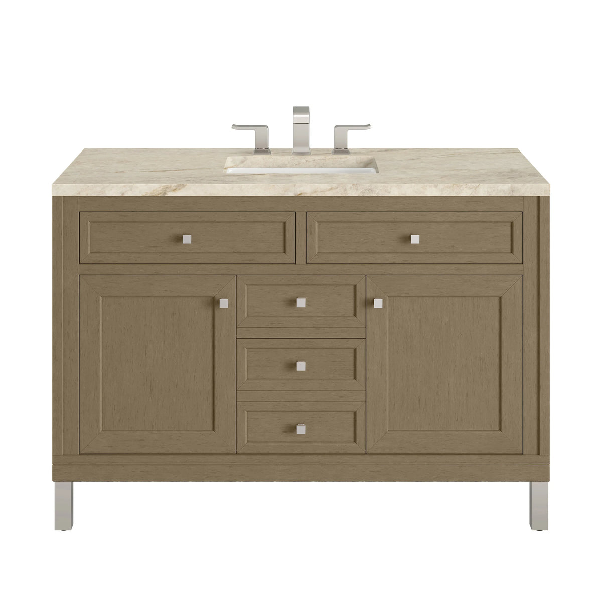 Chicago 48" Single Vanity, Walnut Whisper, w/ 3 CM Tajnar Eclos Top w/FreePower Wireless Charger