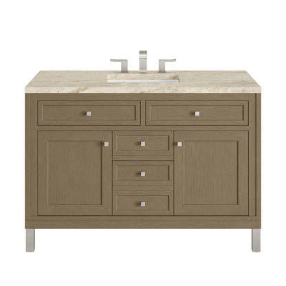 Chicago 48" Single Vanity, Walnut Whisper, w/ 3 CM Tajnar Eclos Top w/FreePower Wireless Charger