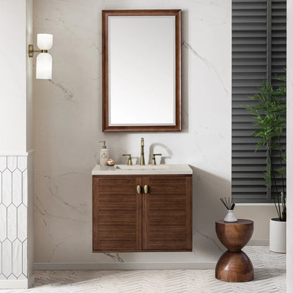 Amberly 30" Single Vanity, Mid-Century Walnut, w/ 3 CM Siberian Silestone Top