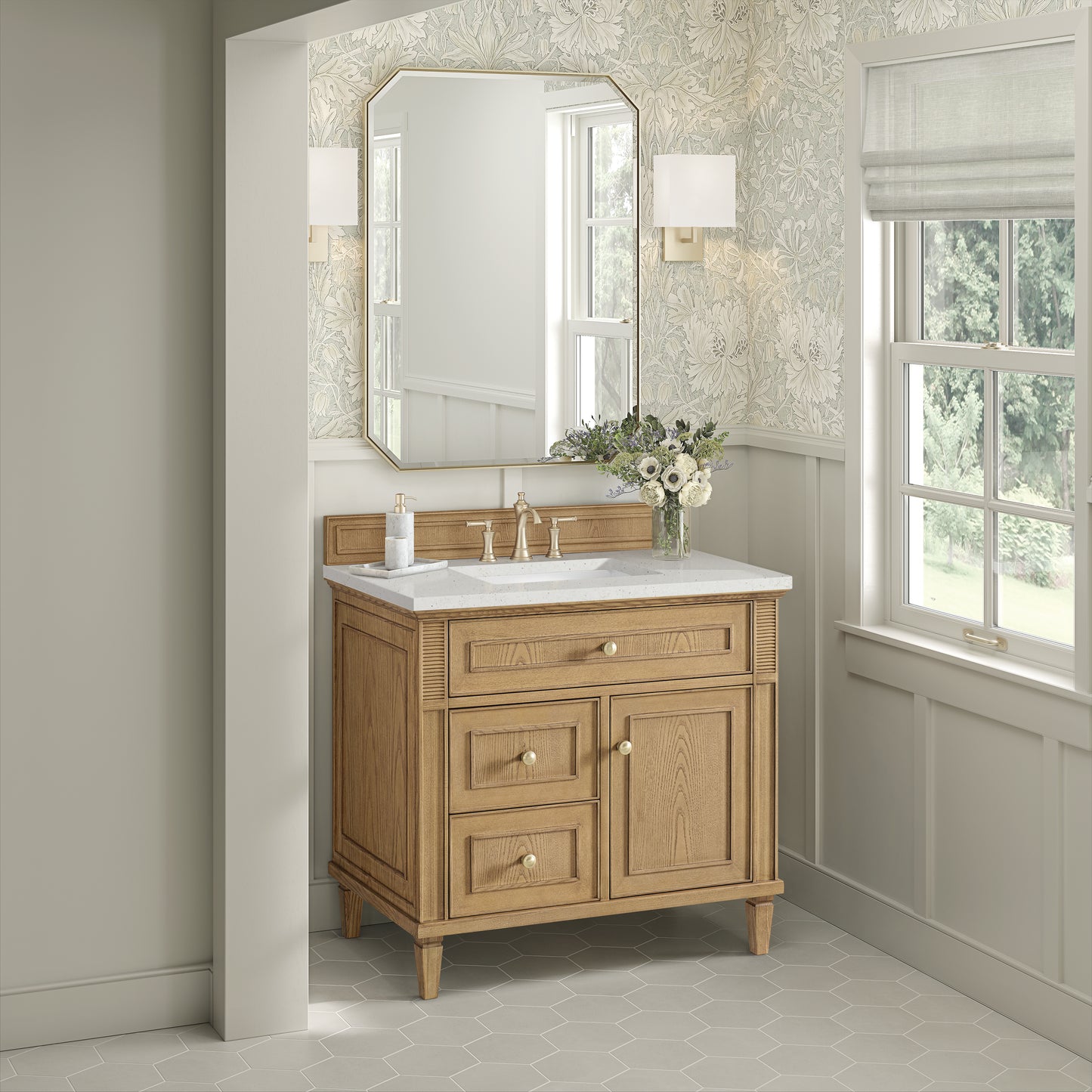 Renovate for Less Atlanta Lorelai 36" Single Vanity, Light Natural Oak w/ 3 CM Lime Delight Silestone Top