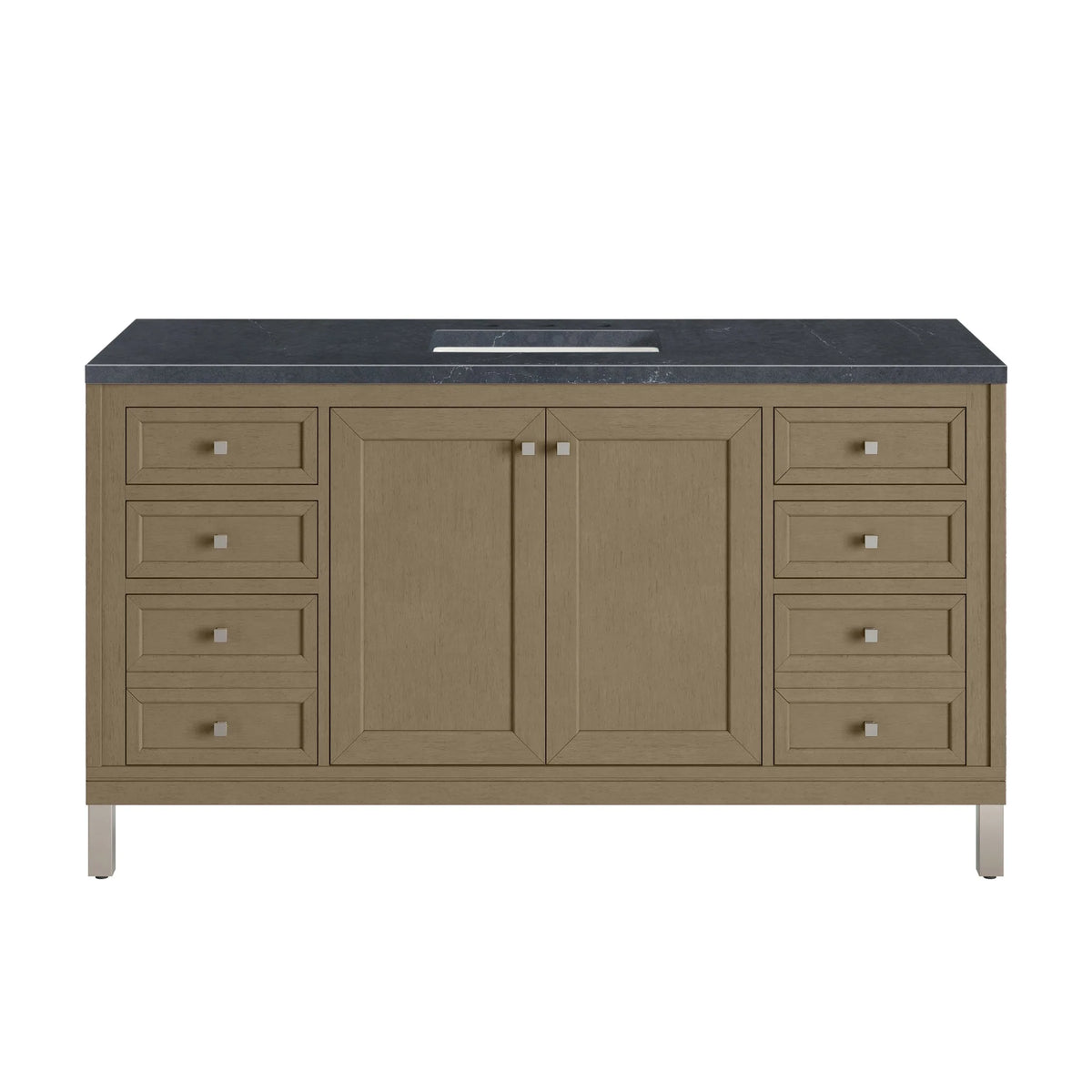 Chicago 60" Single Vanity, Walnut Whisper, w/ 3 CM Charcoal Soapstone Silestone® Top
