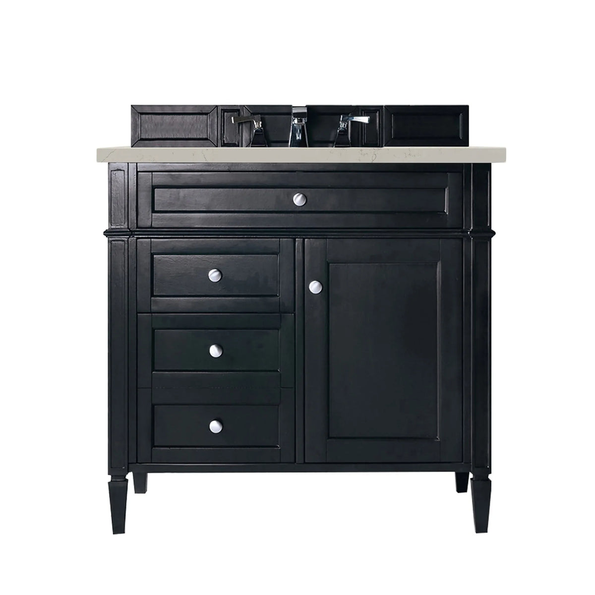 Brittany 36" Single Vanity, Black Onyx, w/ 3 CM Siberian Silestone Top