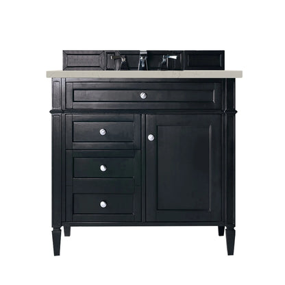Brittany 36" Single Vanity, Black Onyx, w/ 3 CM Siberian Silestone Top