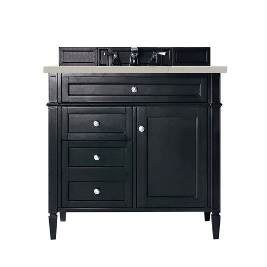 Brittany 36" Single Vanity, Black Onyx, w/ 3 CM Siberian Silestone Top