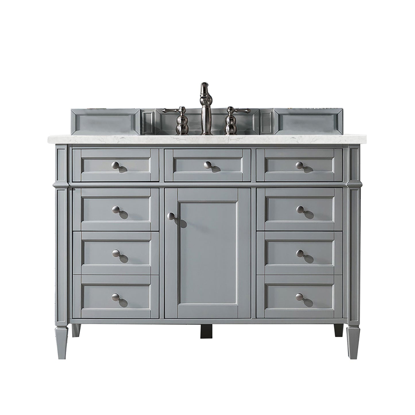 Renovate for Less Atlanta Brittany 48" Single Vanity, Urban Gray w/ 3 CM Eternal Jasmine Pearl Silestone Top w/FreePower Wireless Charger