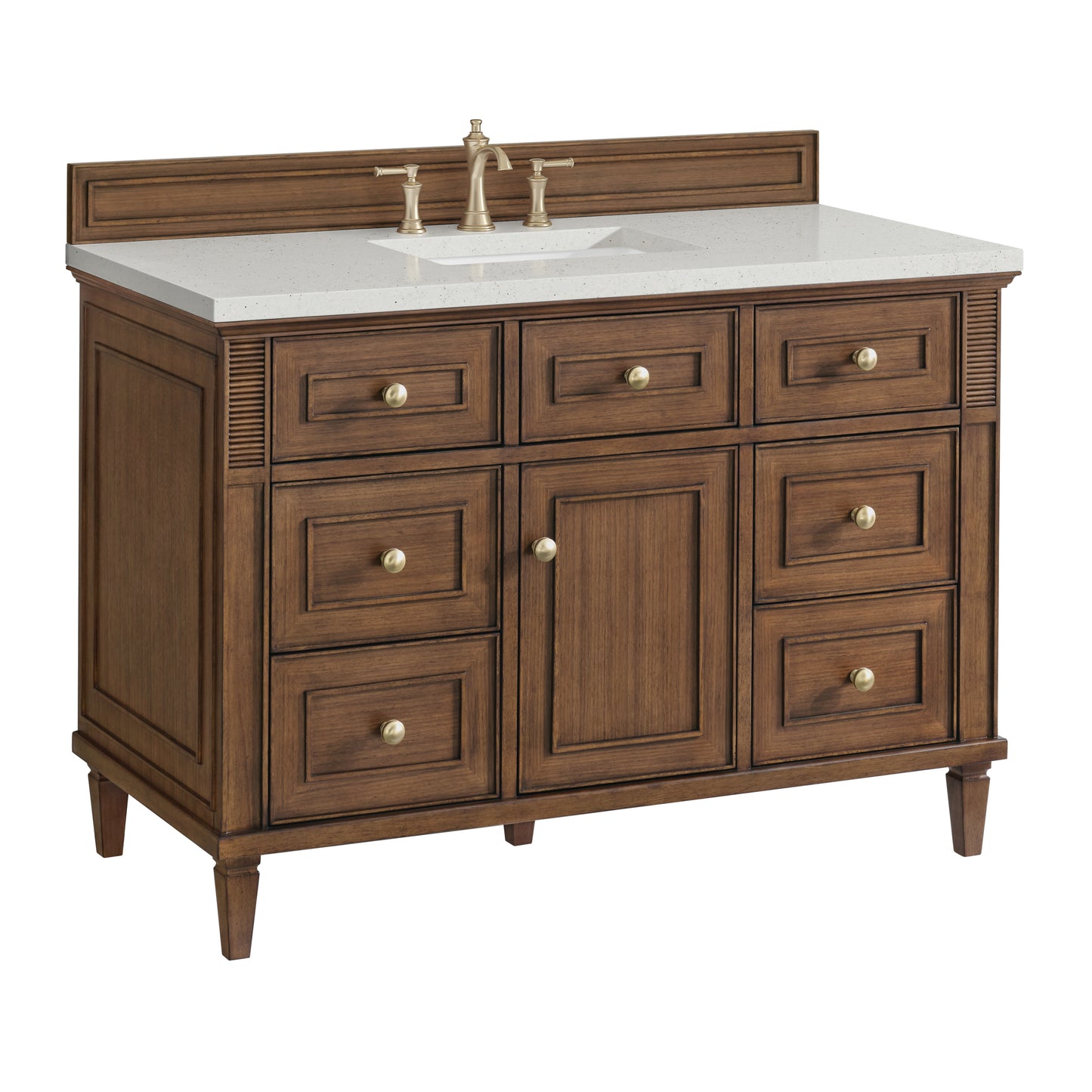 Renovate for Less Atlanta Lorelai 48" Single Vanity, Mid-Century Walnut w/ 3 CM Lime Delight Silestone Top