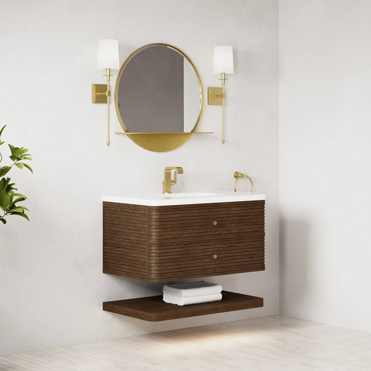 Allamari 36" Single Vanity, Sable w/ Single Hole 3 CM White Zeus Silestone Top