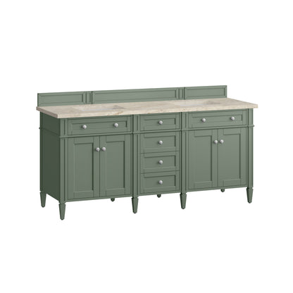 Renovate for Less Atlanta Brittany 72" Double Vanity, Smokey Celadon, w/ 3 CM Tajnar Eclos Top