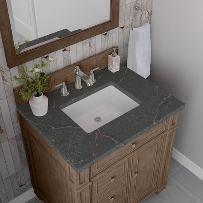 Renovate for Less Atlanta Bristol 30" Single Vanity, Whitewashed Walnut w/ 3 CM Parisien Bleu Silestone Top
