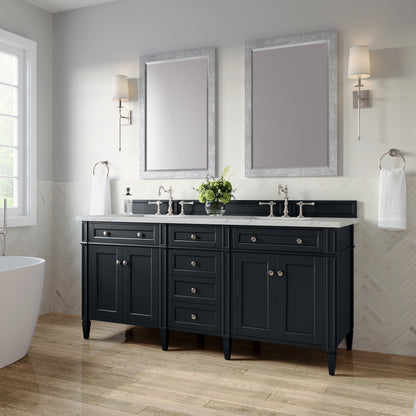 Renovate for Less Atlanta Brittany 72" Double Vanity, Black Onyx w/ 3 CM Ethereal Noctis Silestone Top
