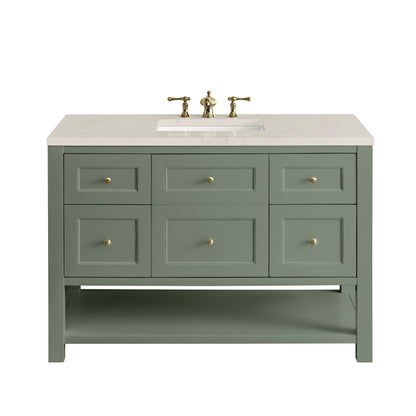 Renovate for Less Atlanta Breckenridge 48" Single Vanity, Smokey Celadon, w/ 3 CM Siberian Silestone Top w/FreePower Wireless Charger