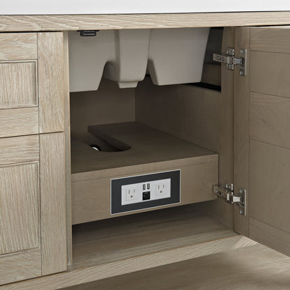 Renovate for Less Atlanta Breckenridge 48" Single Vanity, Whitewashed Oak w/ 3 CM Parisien Bleu Silestone Top