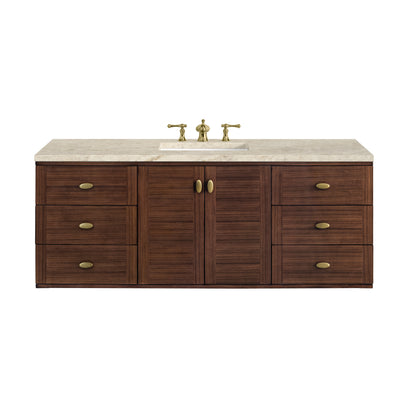 Renovate for Less Atlanta Amberly 60" Single Vanity, Mid-Century Walnut, w/ 3 CM Tajnar Eclos Top