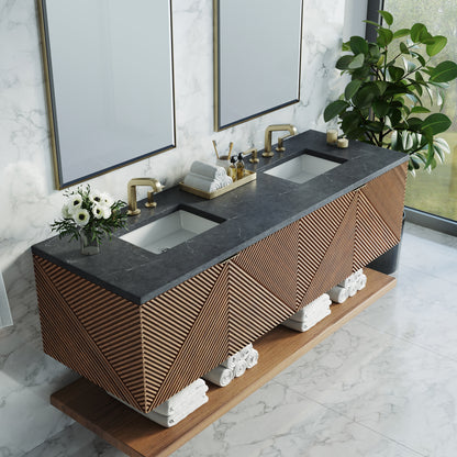 Renovate for Less Atlanta Marcello 72" Double Vanity, Chestnut w/ 3 CM Charcoal Soapstone Top