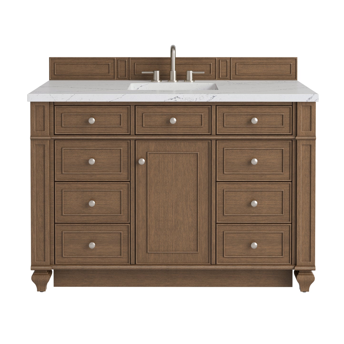 Renovate for Less Atlanta Bristol 48" Single Vanity, Saddle Brown w/ 3 CM Ethereal Noctis Silestone Top