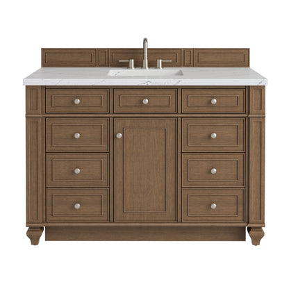 Bristol 48" Single Vanity, Saddle Brown w/ 3 CM Ethereal Noctis Silestone Top