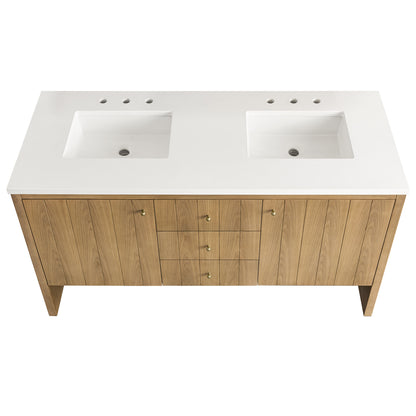 Renovate for Less Atlanta Hudson 60" Double Vanity Cabinet, Light Natural Oak