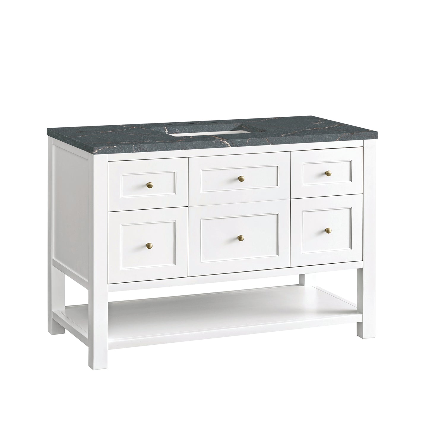 Renovate for Less Atlanta Breckenridge 48" Single Vanity, Bright White w/ 3 CM Parisien Bleu Top
