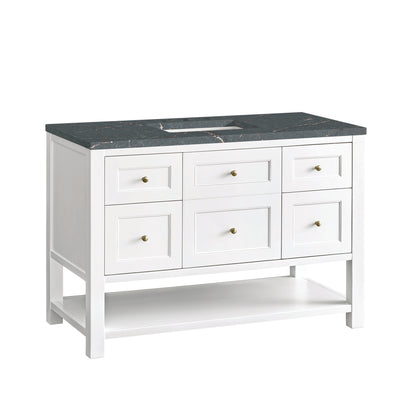 Renovate for Less Atlanta Breckenridge 48" Single Vanity, Bright White w/ 3 CM Parisien Bleu Top