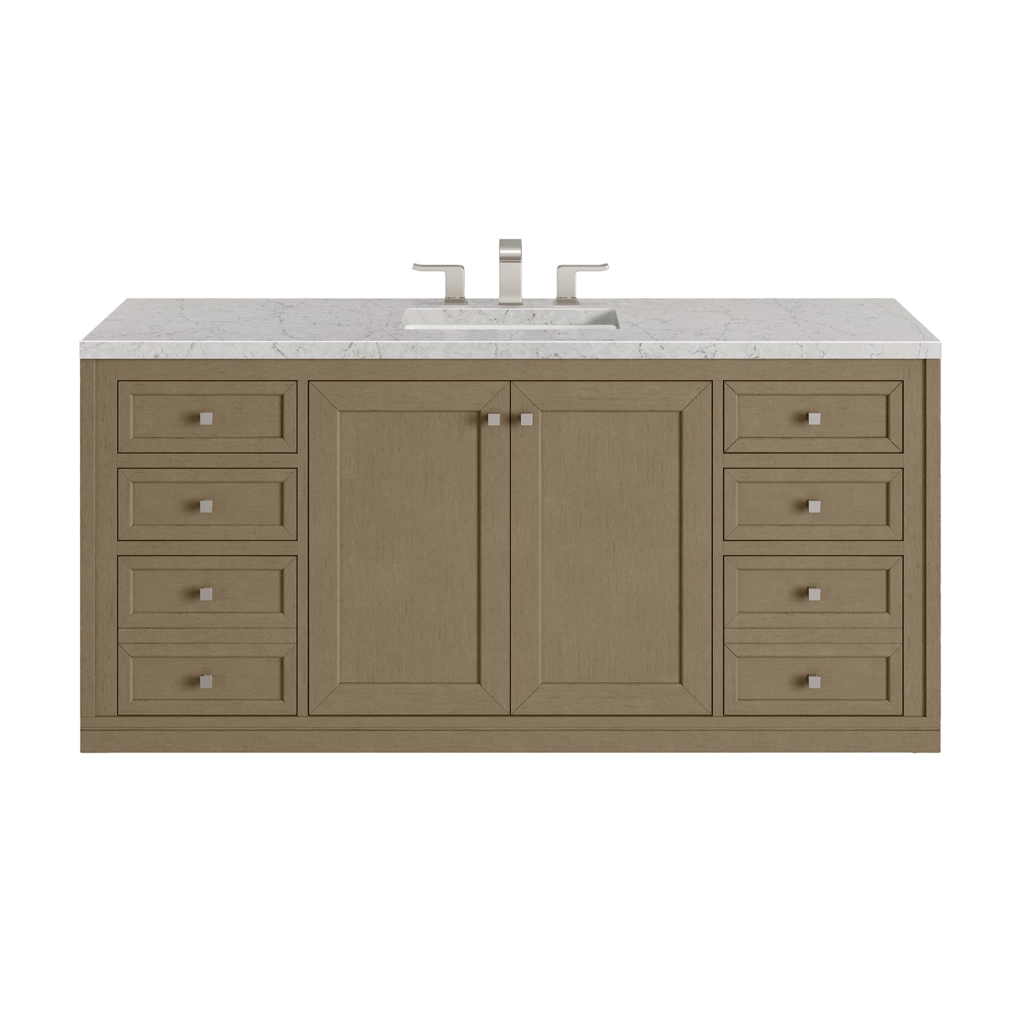 Renovate for Less Atlanta Chicago 60" Single Vanity, Walnut Whisper, w/ 3 CM Eternal Jasmine Pearl Silestone® Top
