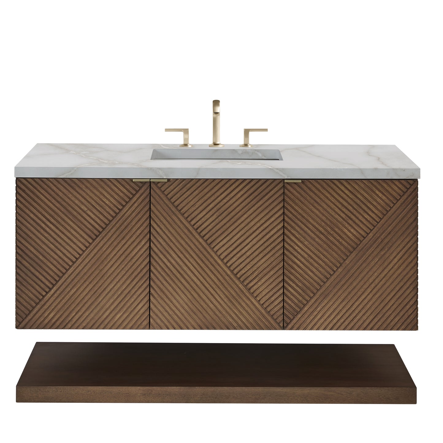Renovate for Less Atlanta Marcello 48" Single Vanity, Chestnut w/ 3 CM Victorian Silver Silestone Top