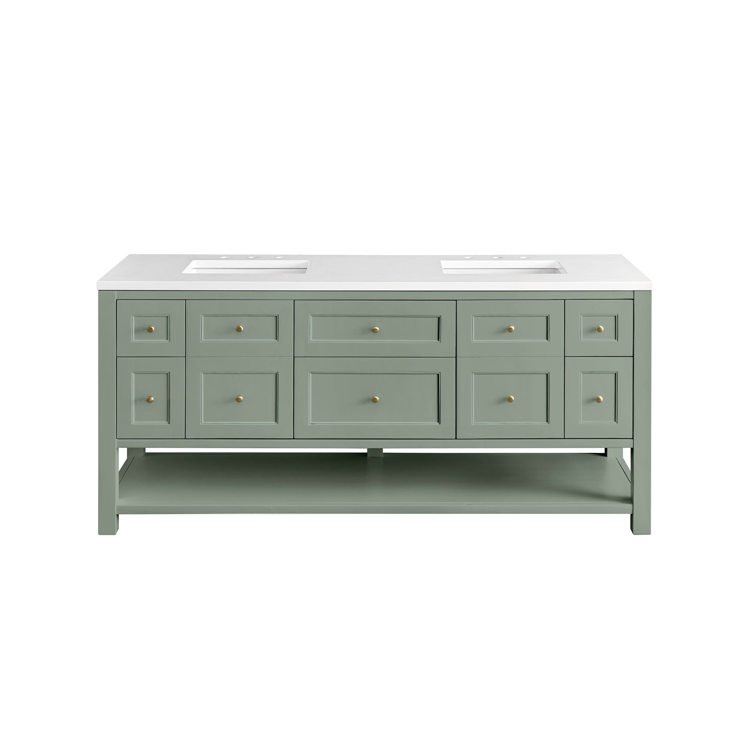 Renovate for Less Atlanta Breckenridge 72" Double Vanity, Smokey Celadon w/ 3 CM White Zeus Top