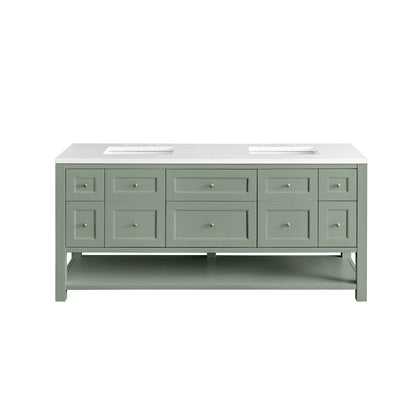 Renovate for Less Atlanta Breckenridge 72" Double Vanity, Smokey Celadon w/ 3 CM White Zeus Top