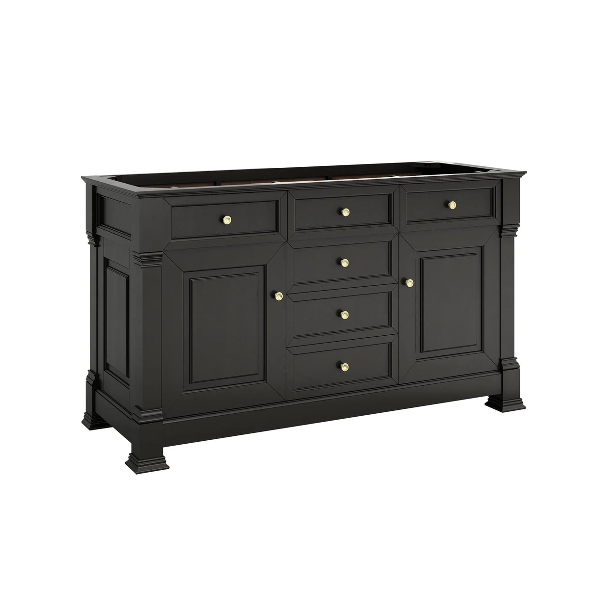 Brookfield 60" Double Vanity, Black Onyx, w/ 3 CM Siberian Silestone Top