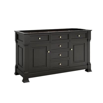 Brookfield 60" Double Vanity, Black Onyx, w/ 3 CM Siberian Silestone Top