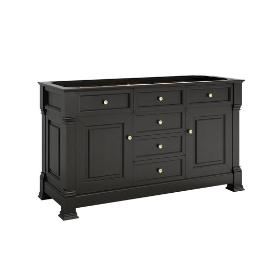 Brookfield 60" Double Vanity, Black Onyx,  w/ 3 CM White Zeus Silestone Top
