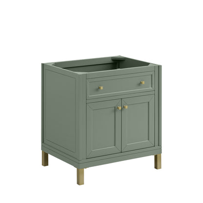 Renovate for Less Atlanta Chicago 30" Single Vanity, Smokey Celadon, w/ 3 CM Eternal Jasmine Pearl Silestone® Top