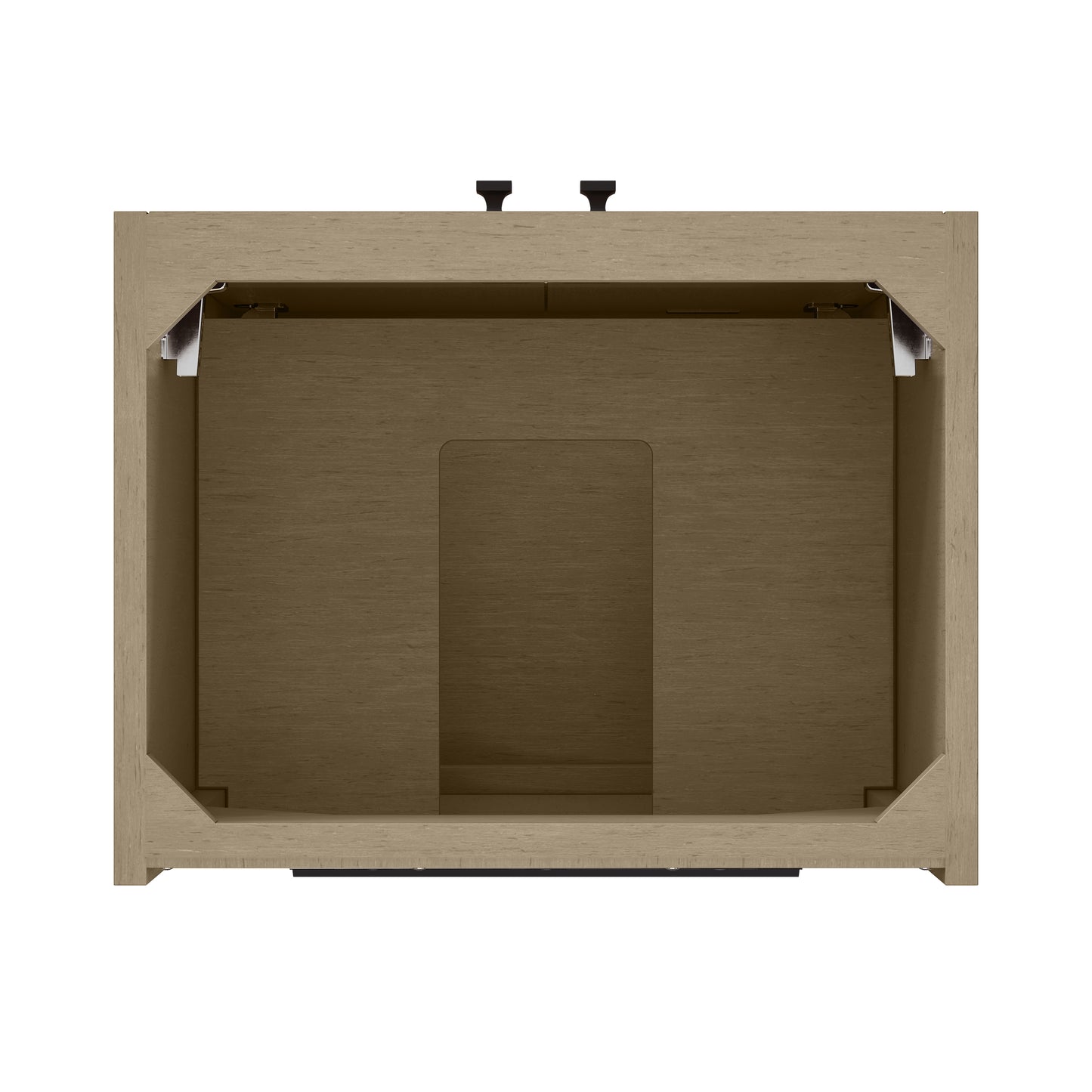 Renovate for Less Atlanta Chianti 20" Single Vanity, Walnut Whisper, Matte Black, w/ White Glossy Composite Stone Top