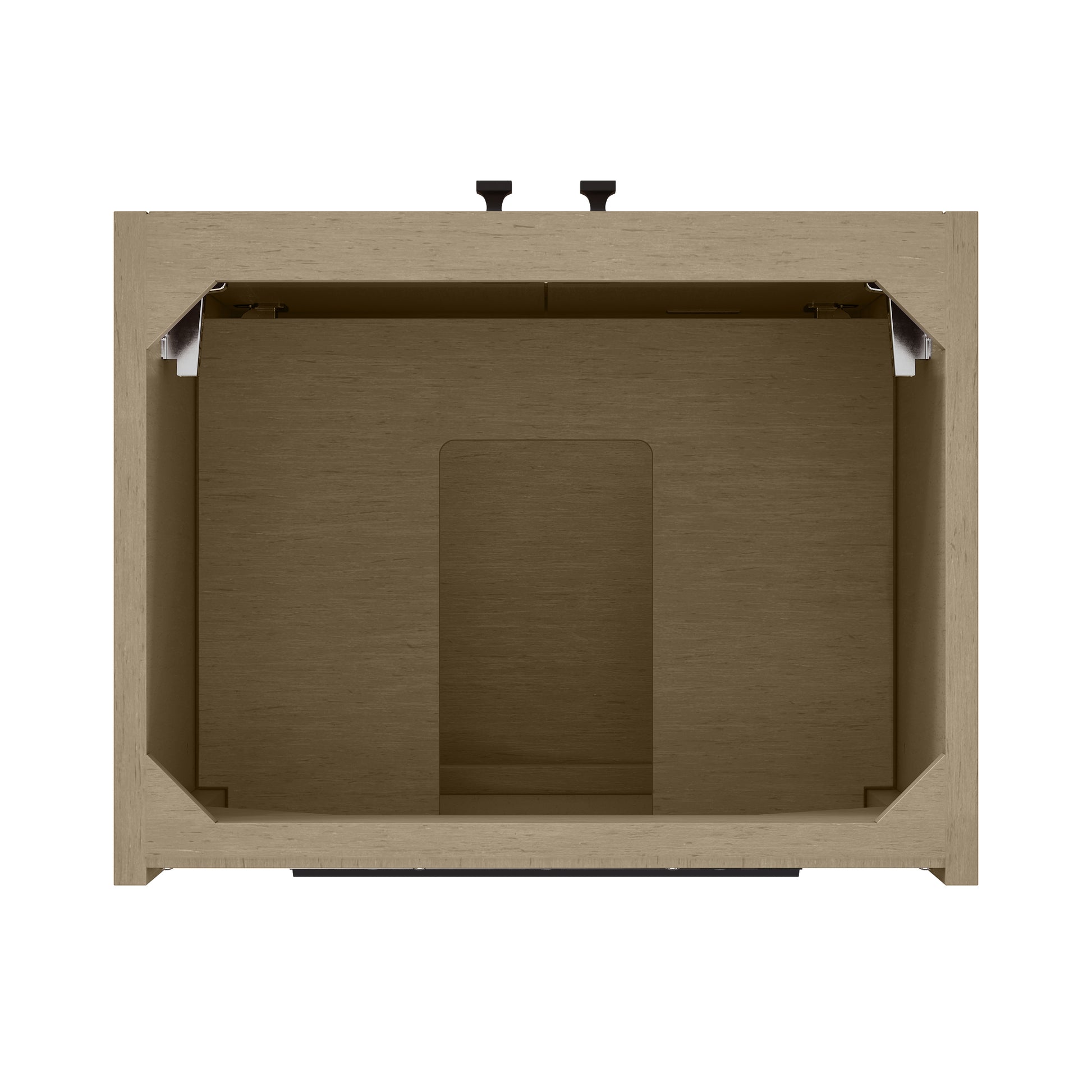 Renovate for Less Atlanta Chianti 20" Single Vanity, Walnut Whisper, Matte Black, w/ White Glossy Composite Stone Top