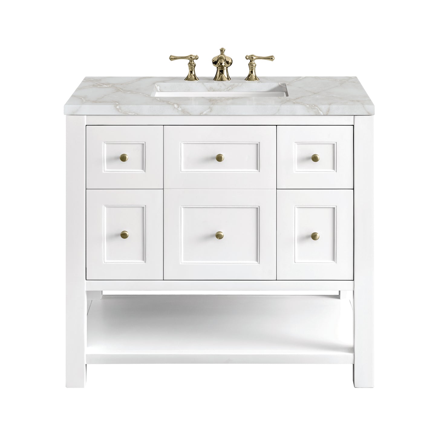 Renovate for Less Atlanta Breckenridge 36" Single Vanity, Bright White w/ 3 CM Victorian Silver Top