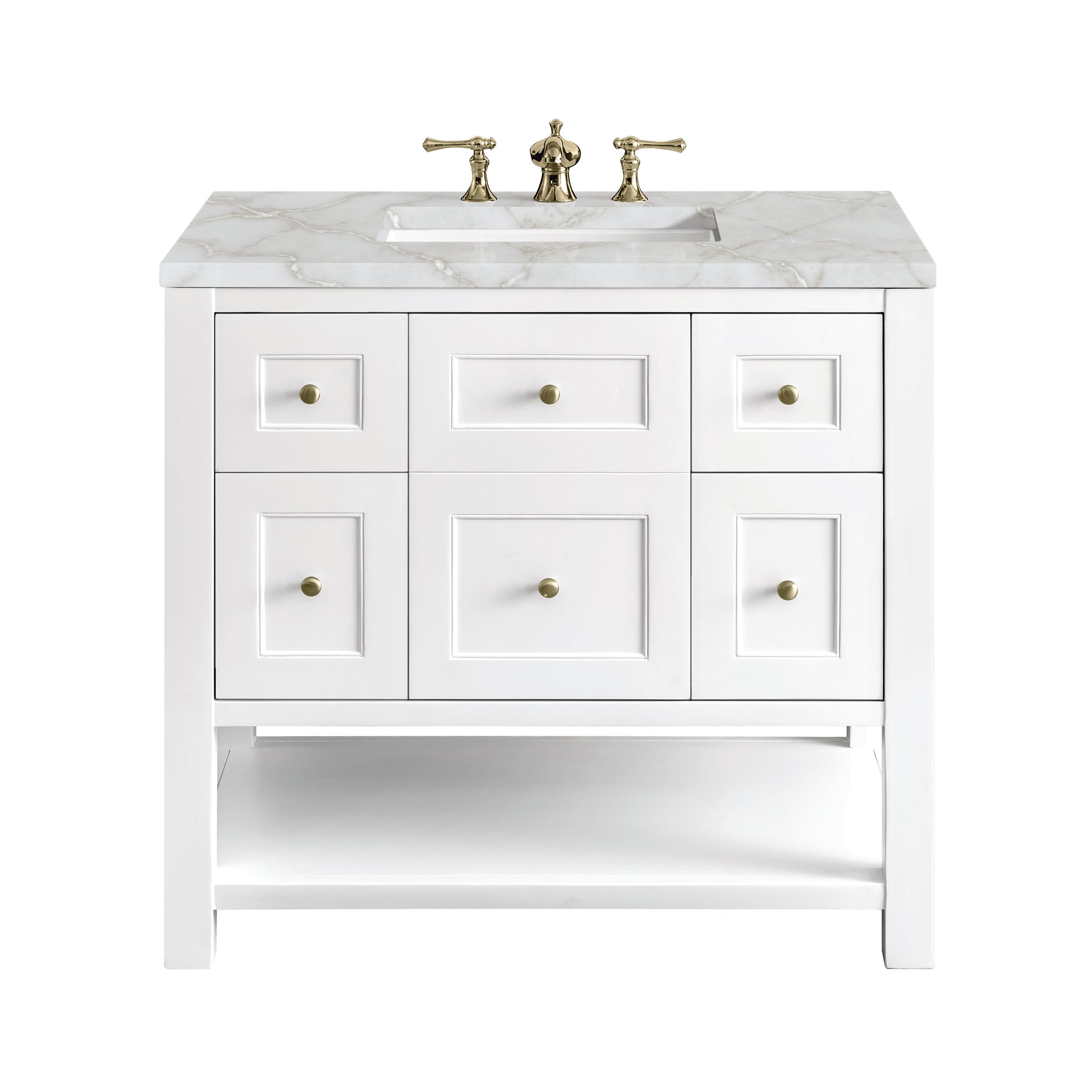 Renovate for Less Atlanta Breckenridge 36" Single Vanity, Bright White w/ 3 CM Victorian Silver Top