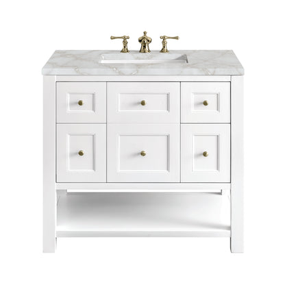 Renovate for Less Atlanta Breckenridge 36" Single Vanity, Bright White w/ 3 CM Victorian Silver Top