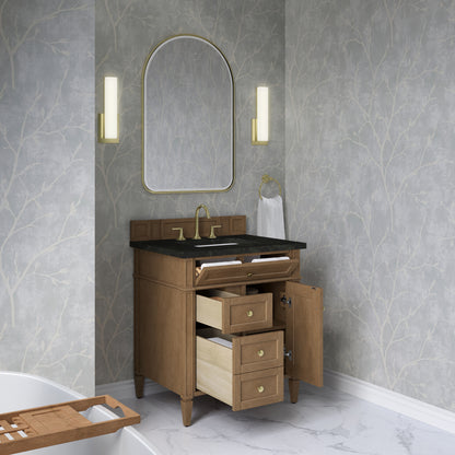Renovate for Less Atlanta Brittany 30" Single Vanity, Pecan w/ 3 CM Phantome Eclos Top